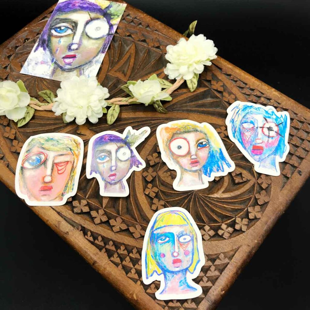 Raw Faces Sticker Set (5) – Iris Impressions Art Shop